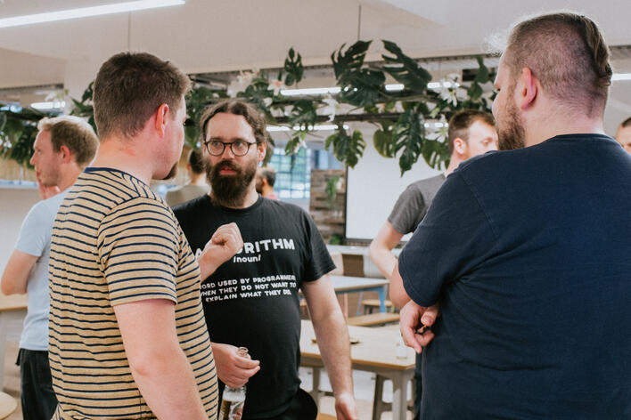 A group of people chatting